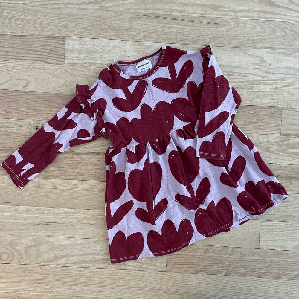 BOBO CHOSES Retro Flowers girl's jersey dress with flounces